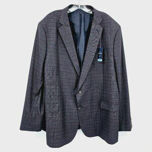 Stafford Classic Fit Blazer Coat 52R 2 Button Stretch Seasonal Texture Plaid New